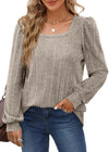 Elegant women's tops with long sleeves, loose cut and plain-coloured pullover T-shirt