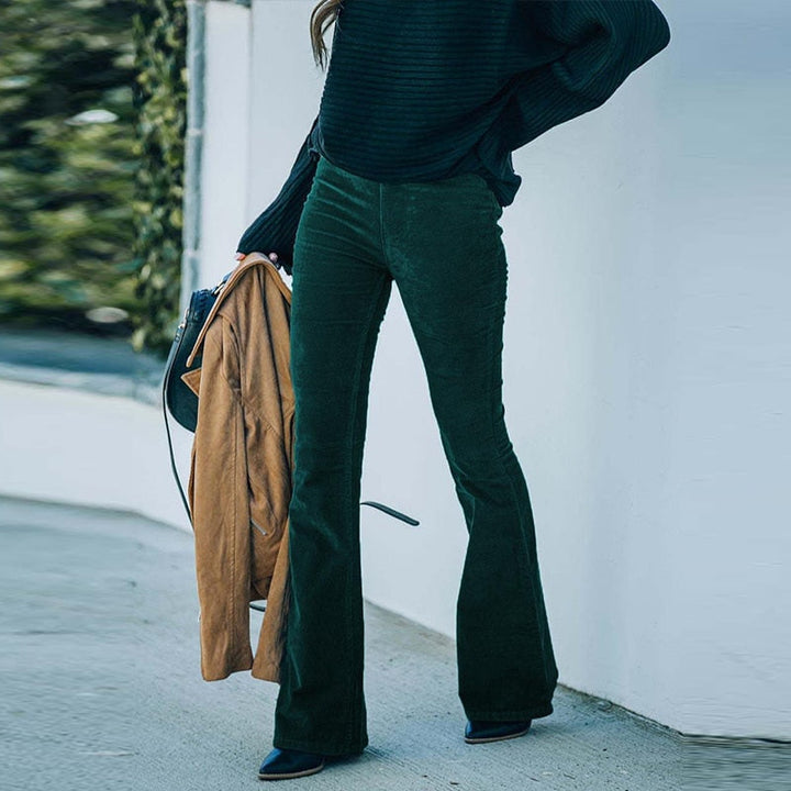 Women's - Comfortable Long Corduroy Trousers - Stretchy Fabric for Ultimate Style and Comfort