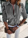 Women's - Striped Shirt - Comfortable Cotton Blend - Stylish Casual Wear for Everyday Outfits