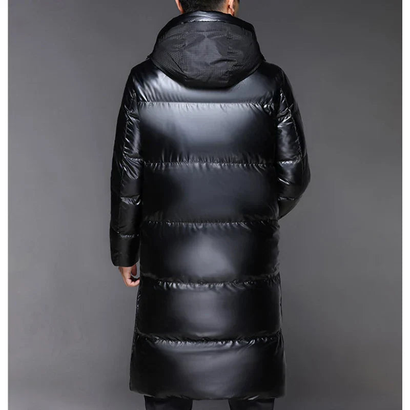 Men's - Black Long Jacket with Hood for Winter