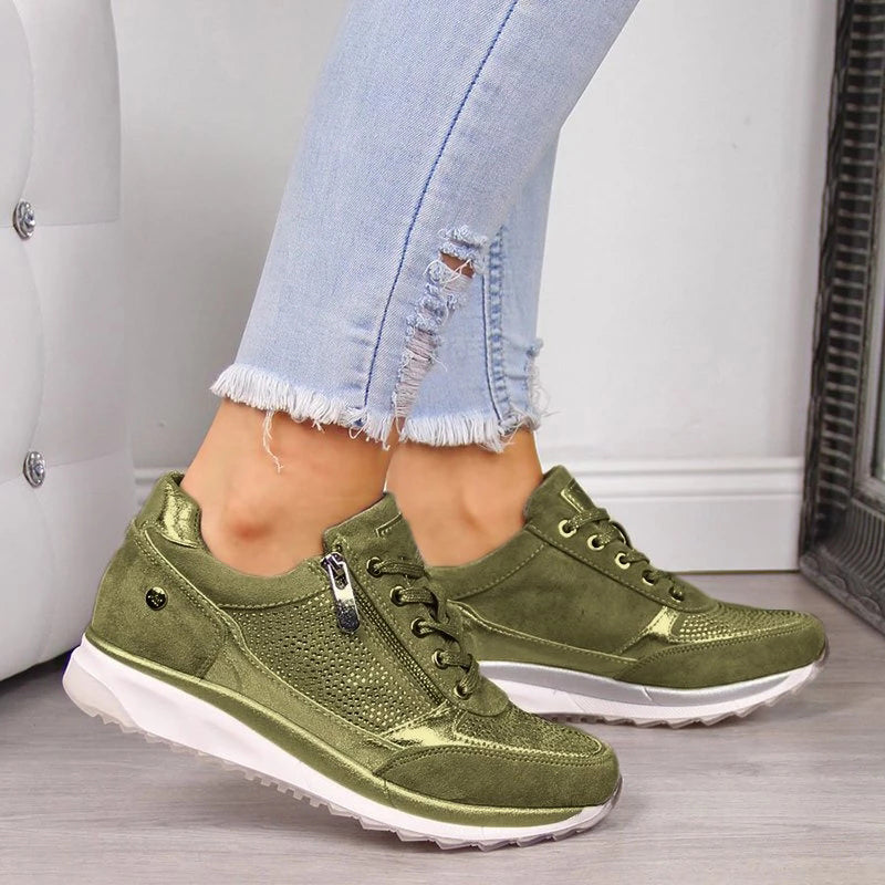 Women's - Zipper Sneakers - Lightweight mesh - Breathable & Comfortable Footwear - Ideal for Casual Outings