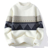 Men's - Geometric Pattern Crew Neck Sweater - Warm, Stylish, and Comfortable - Perfect for Fall Fashion