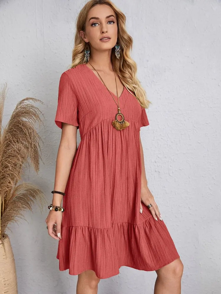 Airy dress with V-neckline