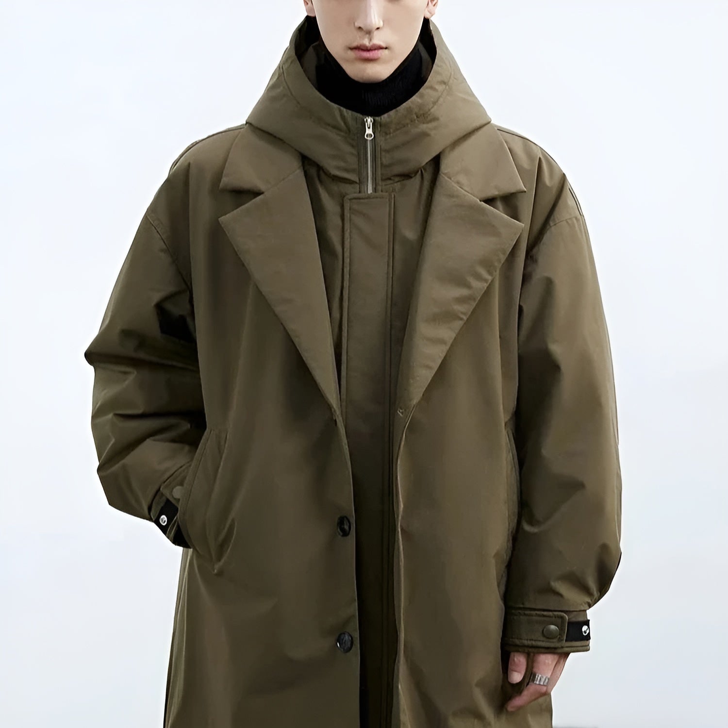 Men - Stylish Trench Coat - Water-Resistant Fabric - Versatile Outerwear - Designed for All Seasons