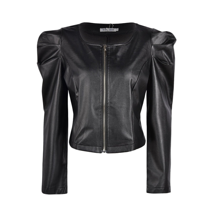 Classic short leather jacket for women