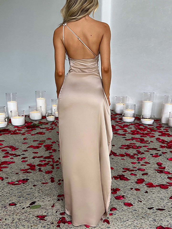 Satin one-shoulder dress