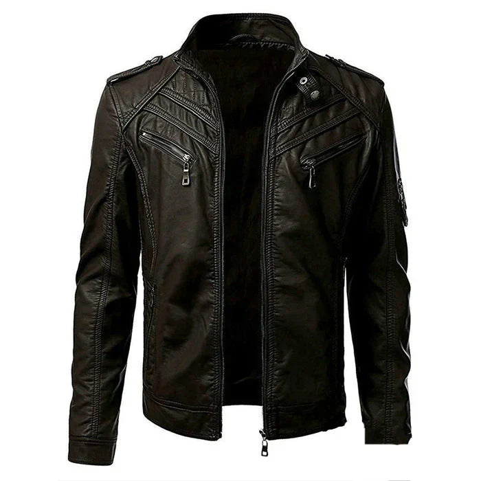 Men's - Biker Jacket - Multiple Pockets - Casual Outfit - Stylish Design