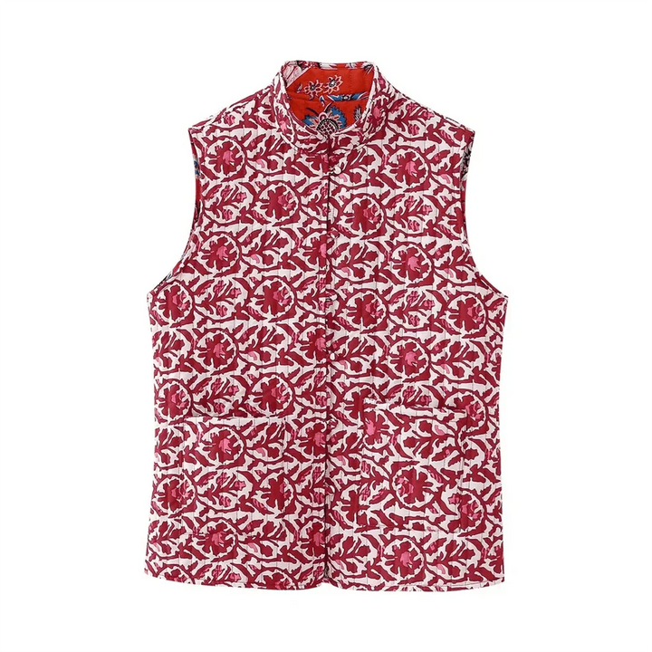 Cheerful Floral Sleeveless Cardigan