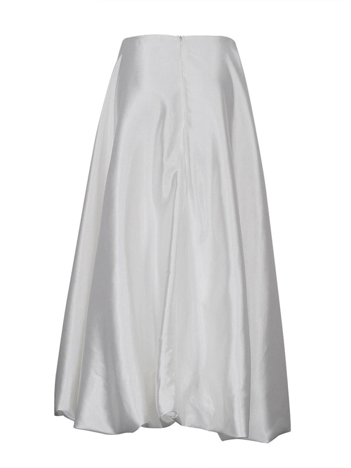 Ladies Elegant Beige Satin Skirt