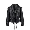 Women's - Casual Style Leather Jacket - Lightweight Fabric - Perfect for Casual Occasion