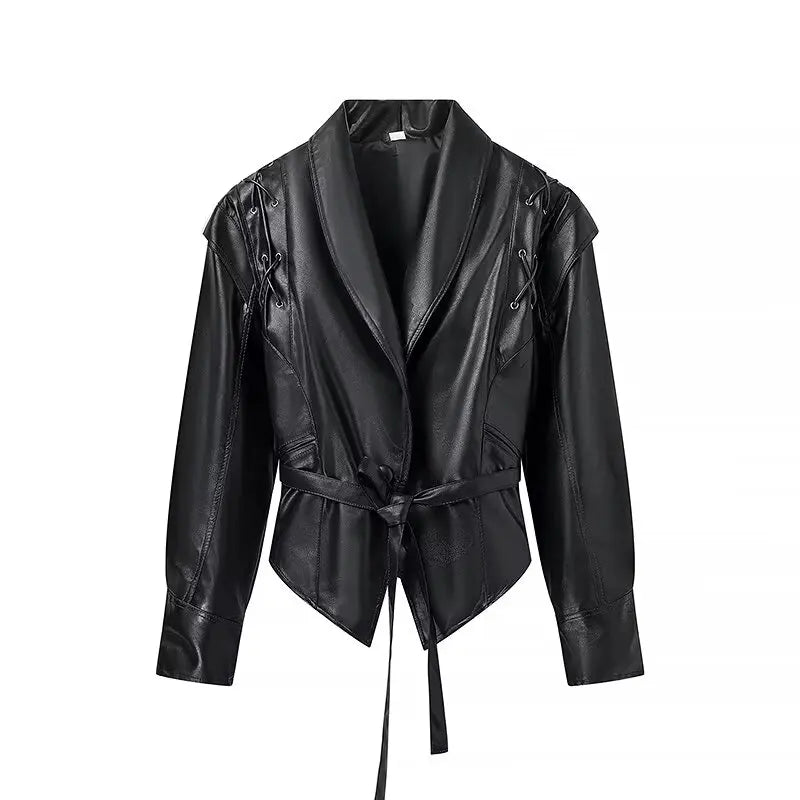 Women's - Casual Style Leather Jacket - Lightweight Fabric - Perfect for Casual Occasion