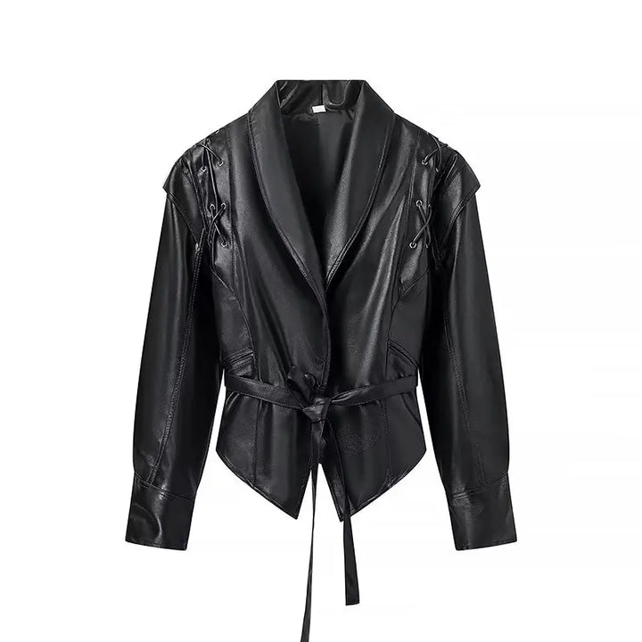 Women's - Casual Style Leather Jacket - Lightweight Fabric - Perfect for Casual Occasion