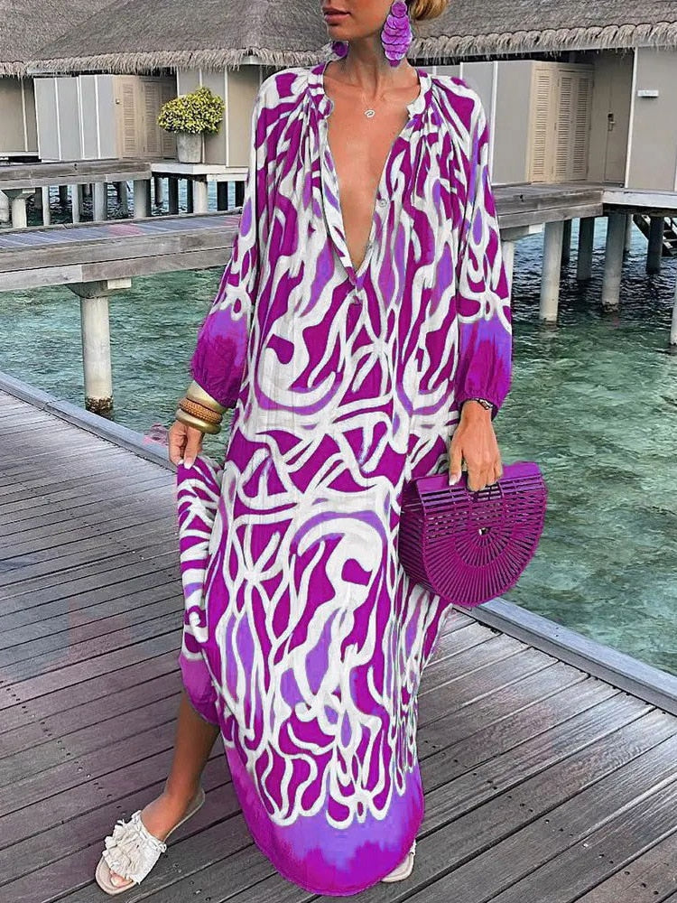 Bohemian long sleeve maxi dress