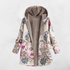 Printed coat with hood and long sleeves, oversized