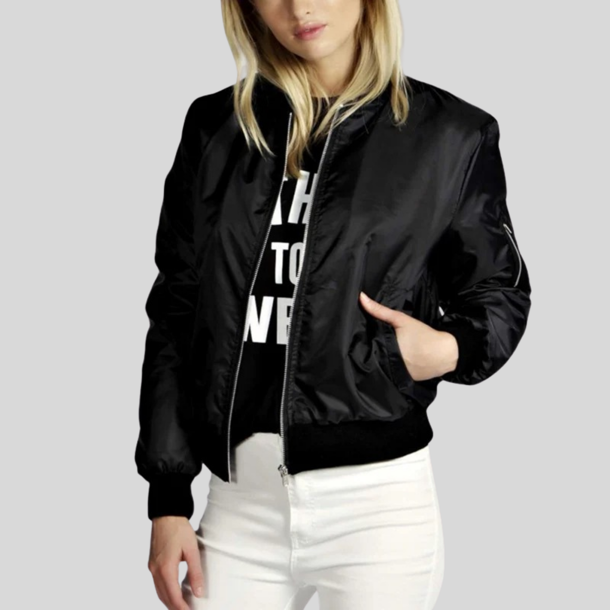 Women's - Bomber Jacket - Long Sleeve - Stylish & Comfortable Outerwear