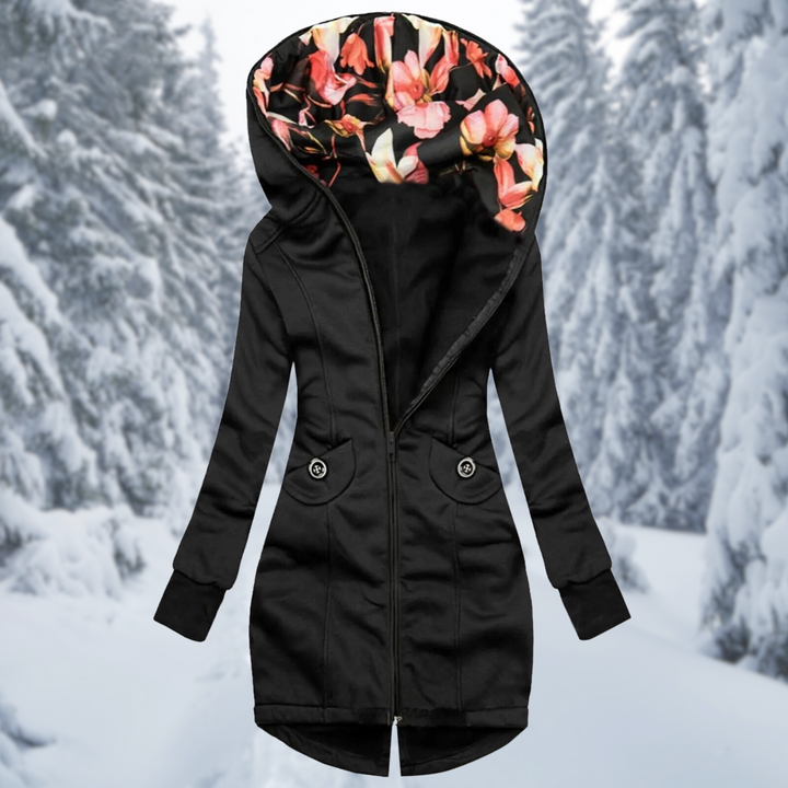 Hooded jacket with floral print