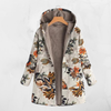 Printed coat with hood and long sleeves, oversized