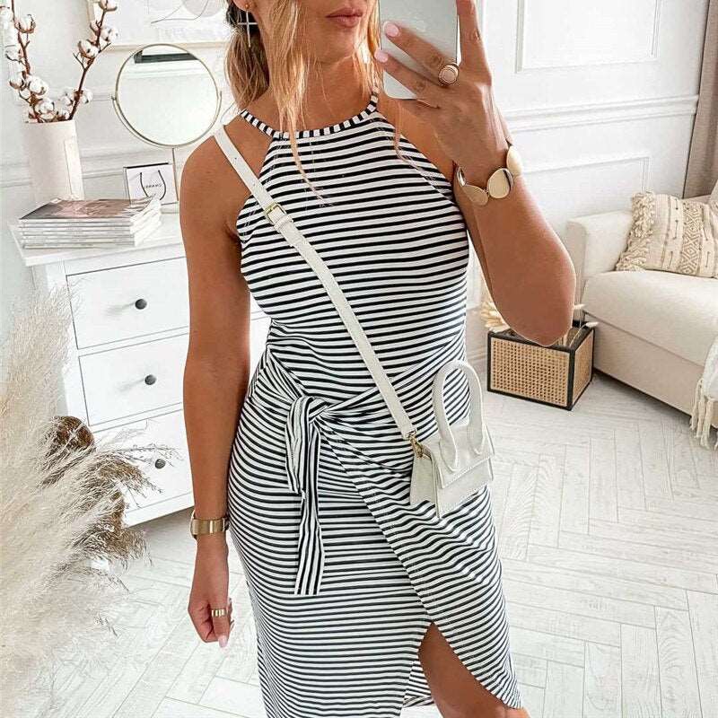 Bénanique™️ Casual striped midi dress