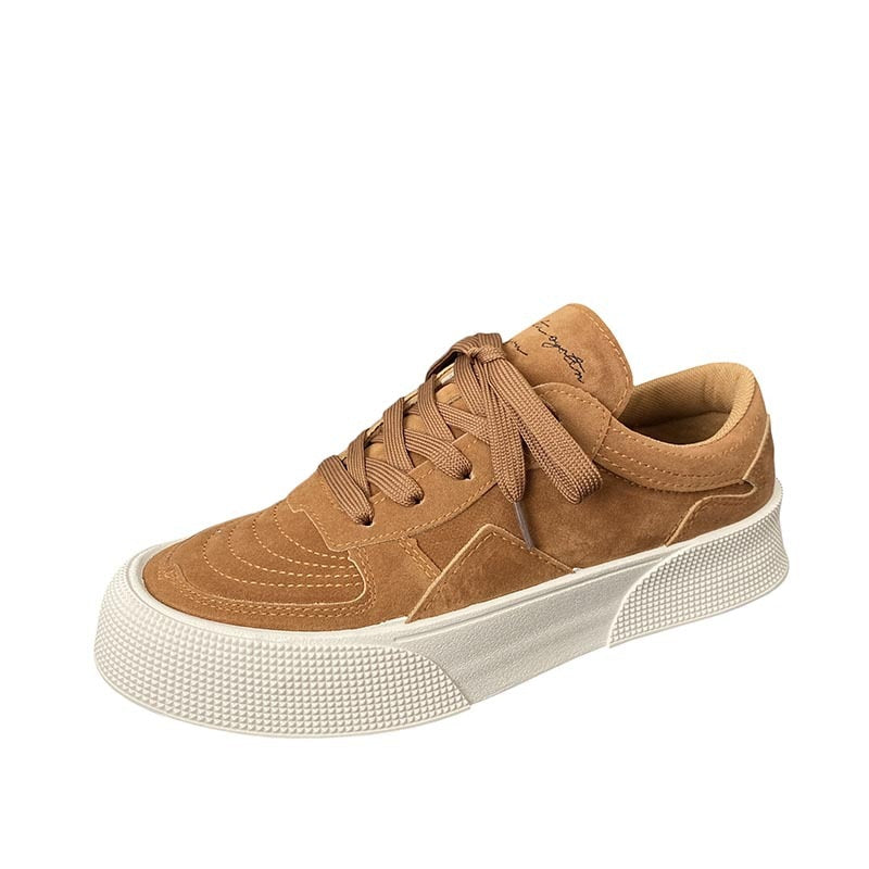 Suede lace-up sneaker with thick sole