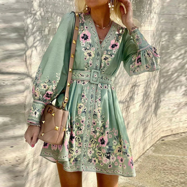 Women's - Bohemian Mini Dress - Lightweight Fabric - Perfect for Summer Outings - Trendy Boho Style