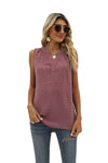 Sleeveless chiffon blouse with V-neckline