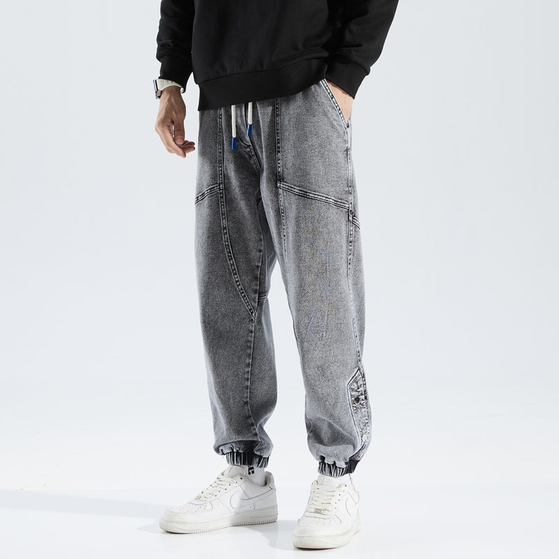 Fashionable denim jogging trousers