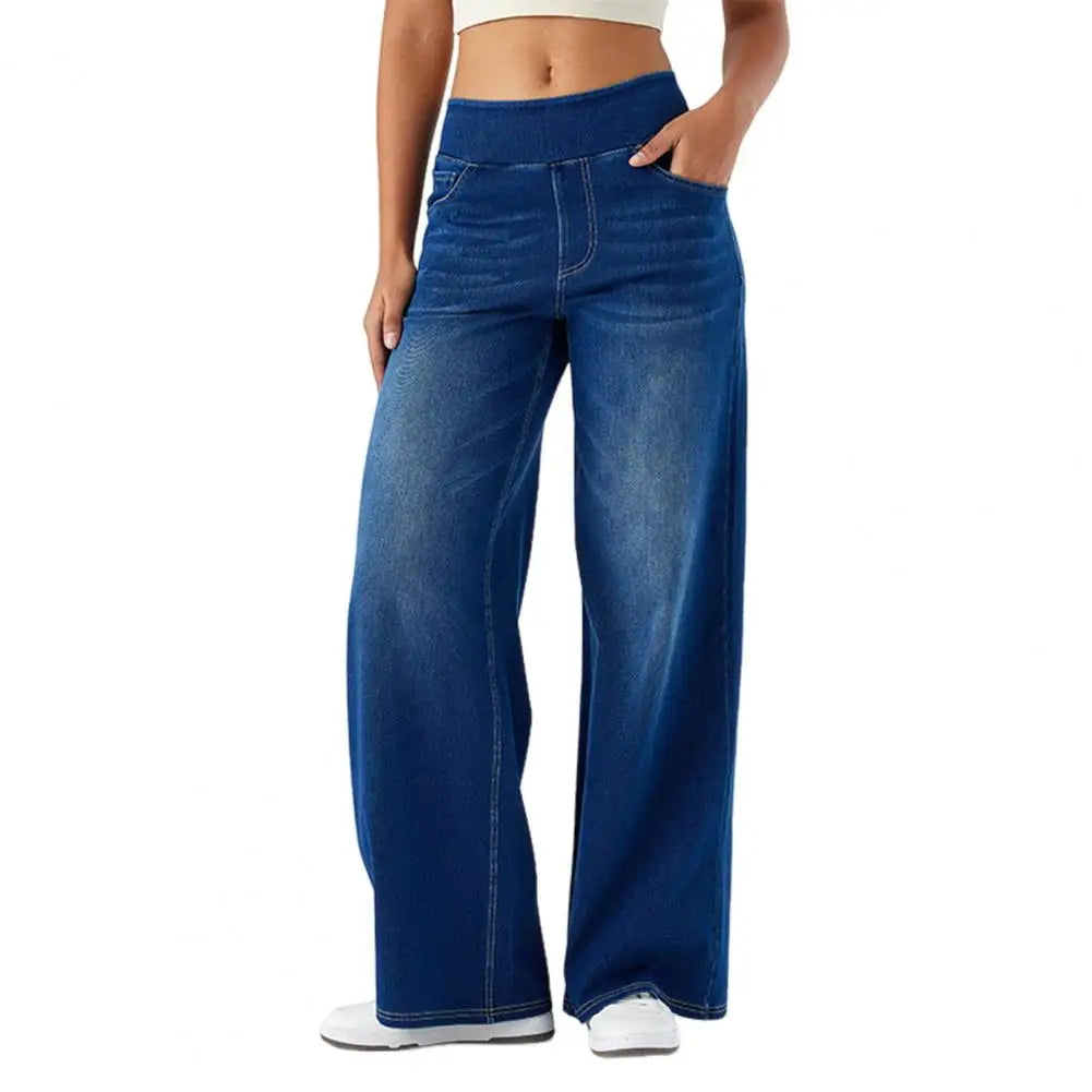 Women's - Wide Leg Jeans - Comfortable Denim - Trendy Casual Style - Ideal for Everyday Fashion