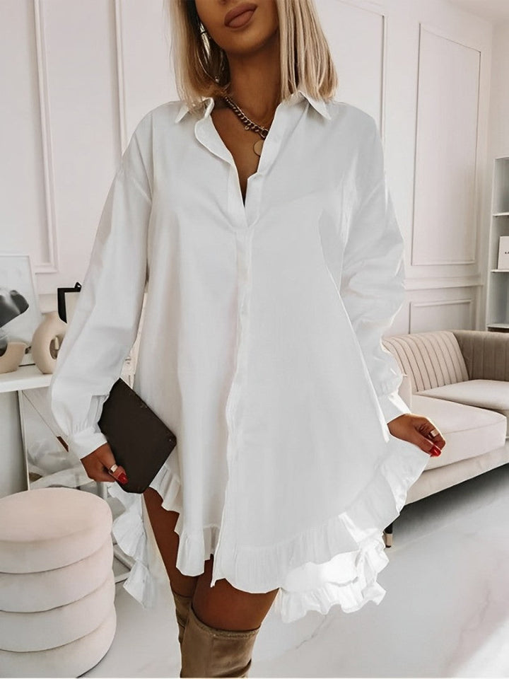 Loose long-sleeved frill blouse