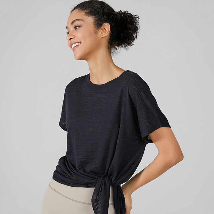 Yoga sports top with stylish knot binding