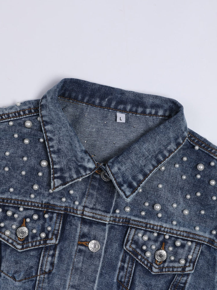 Lina denim jacket - denim favourite with stylish pearl embellishment