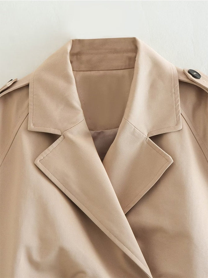 Women's fashion with belt Oversized cropped trench coat