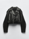 Classic faux leather creation - women's vintage jacket with belt