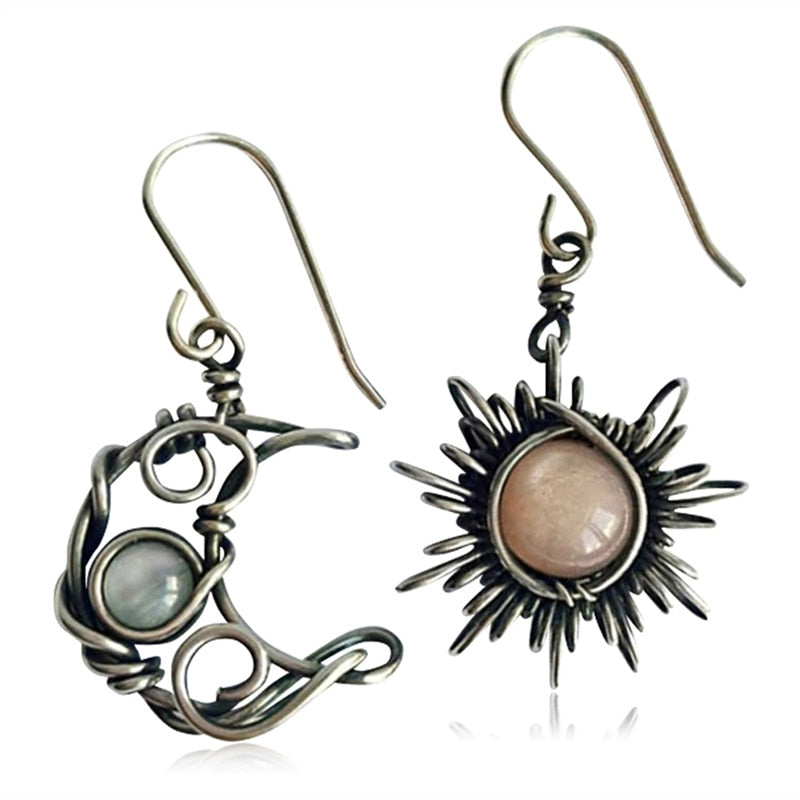 Graceful sun and moon earrings