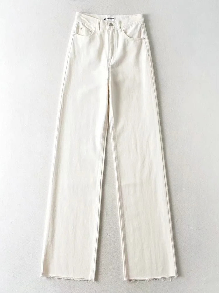 Women's straight leg jeans, Harajuku style, long high waist baggy denim trousers