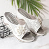 Summery woven flower wedge sandals