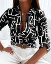 Fashionable blouse with long sleeves and button placket