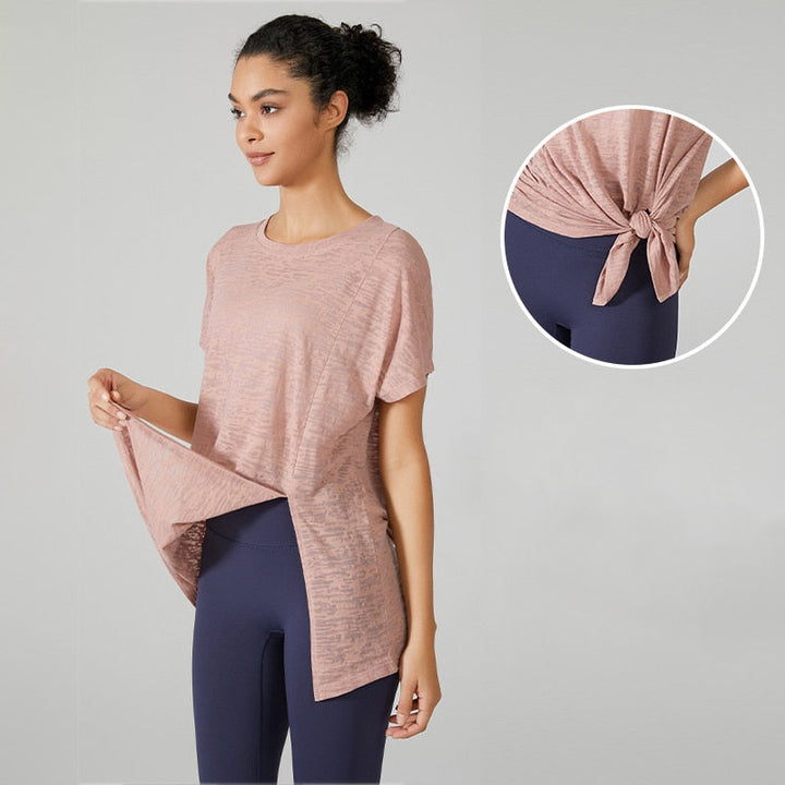 Yoga sports top with stylish knot binding