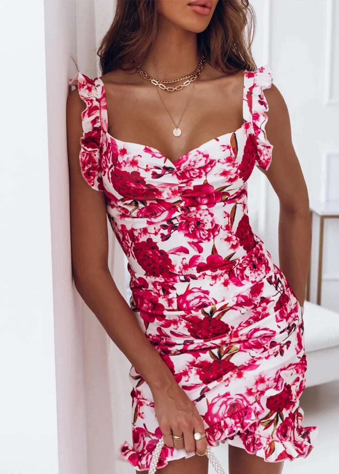 Summery floral wrap dress