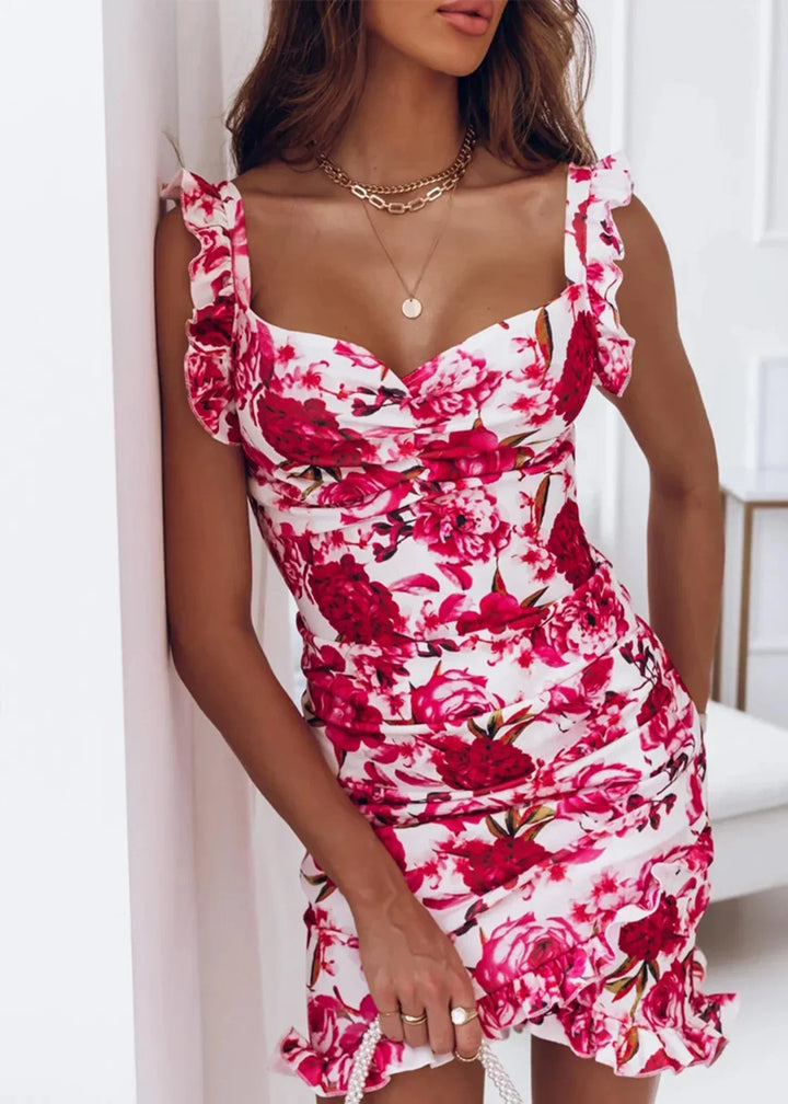 Summery floral wrap dress