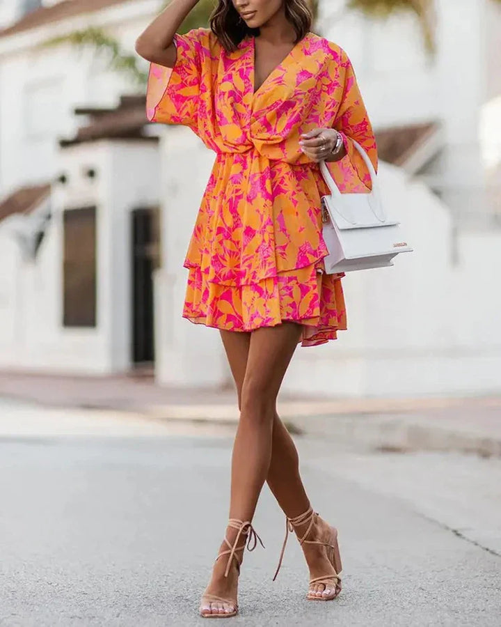 Ruched dress with floral print