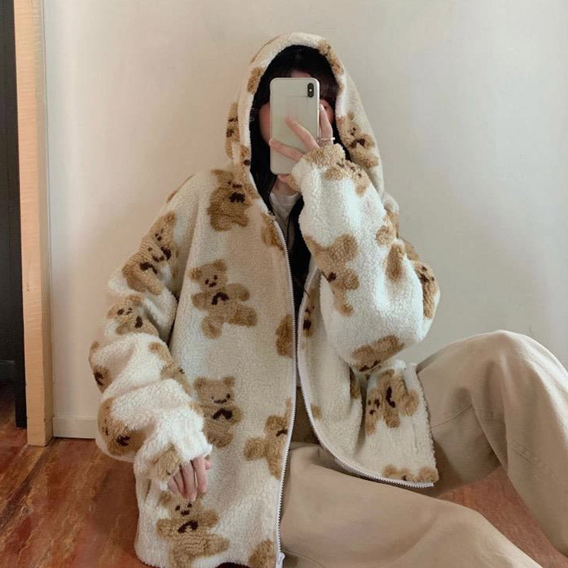 Women's jacket with bear pattern