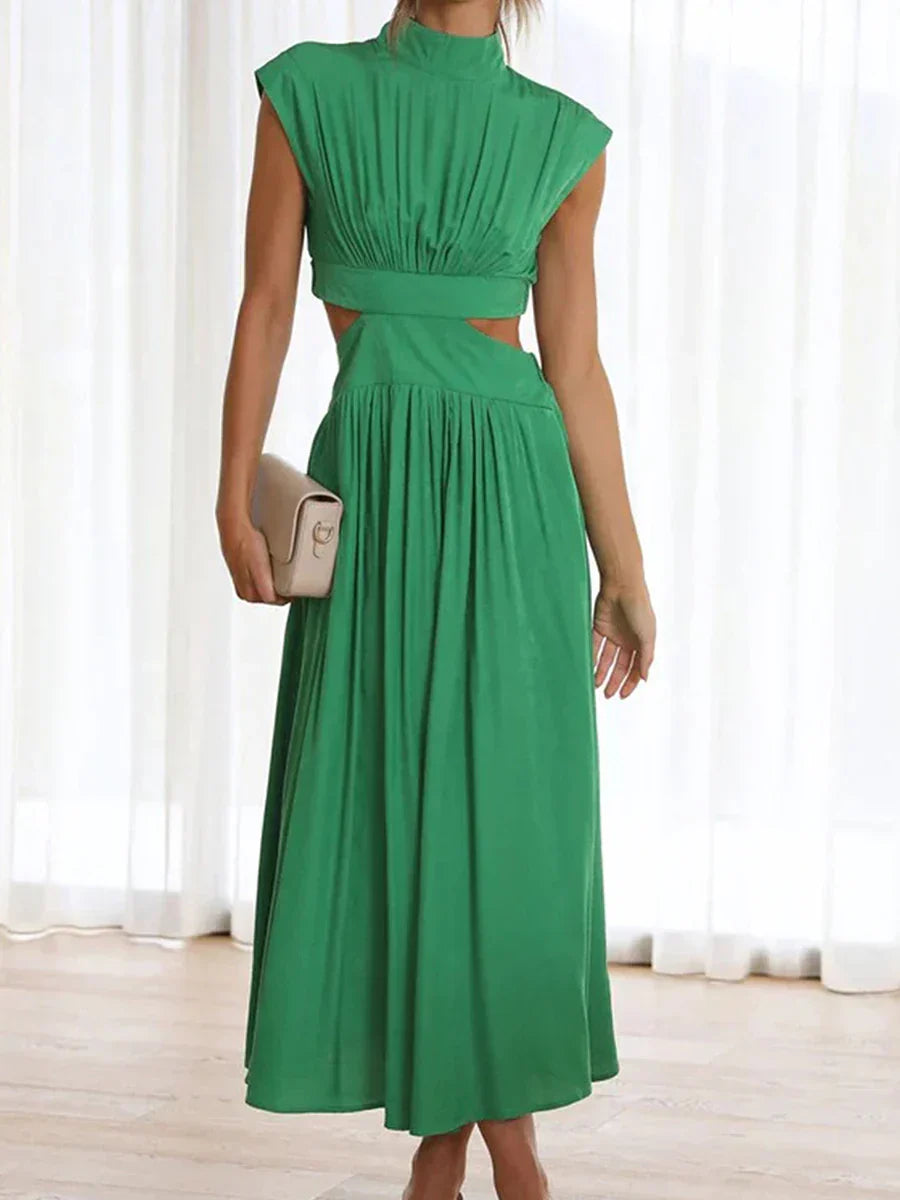 Pleated maxi dress for women