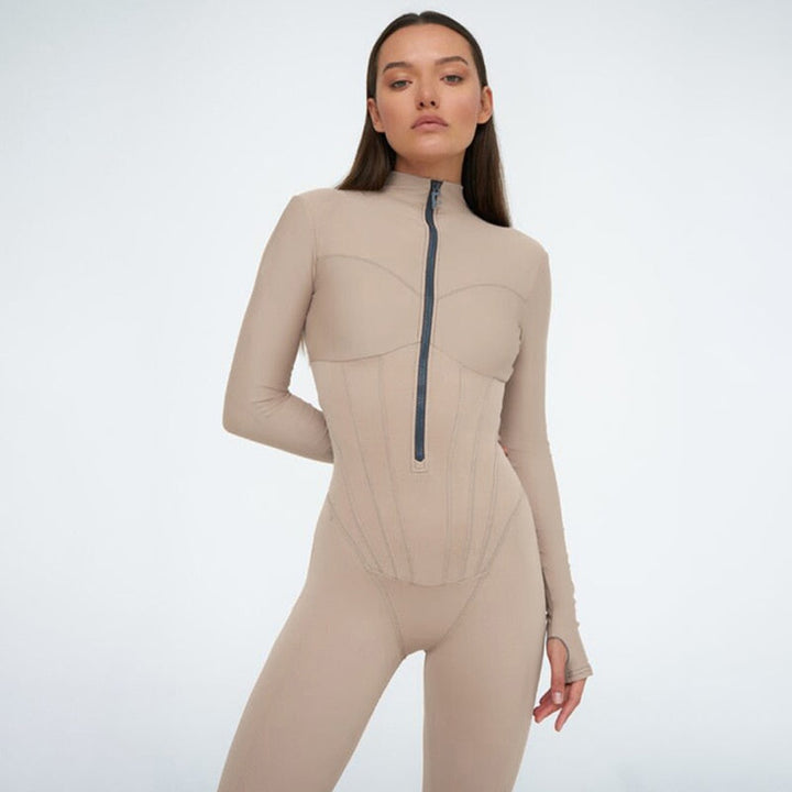 Catsuit with high neckline and zip