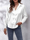 Satin Blouse For Women Loose fit Button placket  Silky long-sleeved shirt