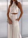 Elegant top and flared trousers in a 2-piece set