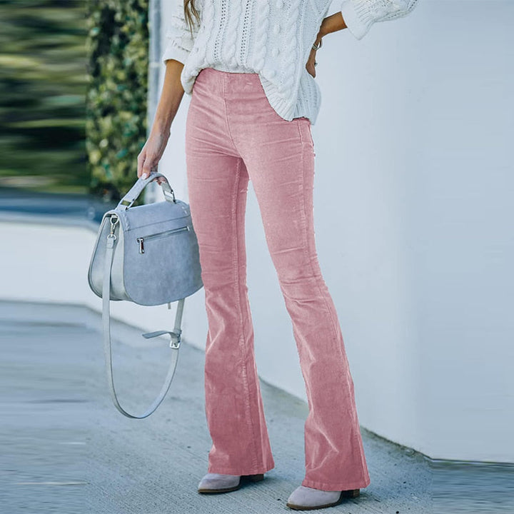 Women's - Comfortable Long Corduroy Trousers - Stretchy Fabric for Ultimate Style and Comfort