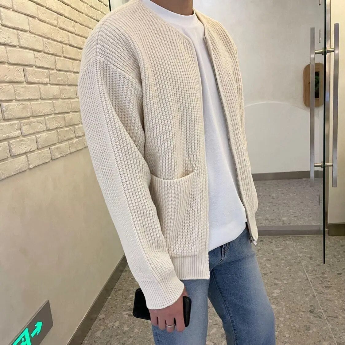 Men's - Zipper Cardigan - Cosy Knit Style - Perfect for Layering