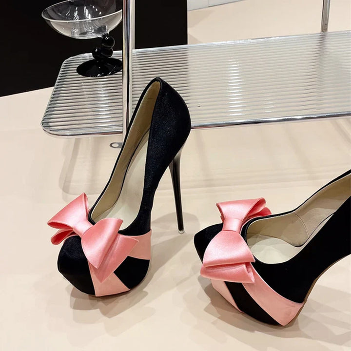 Chic high heels with satin bow