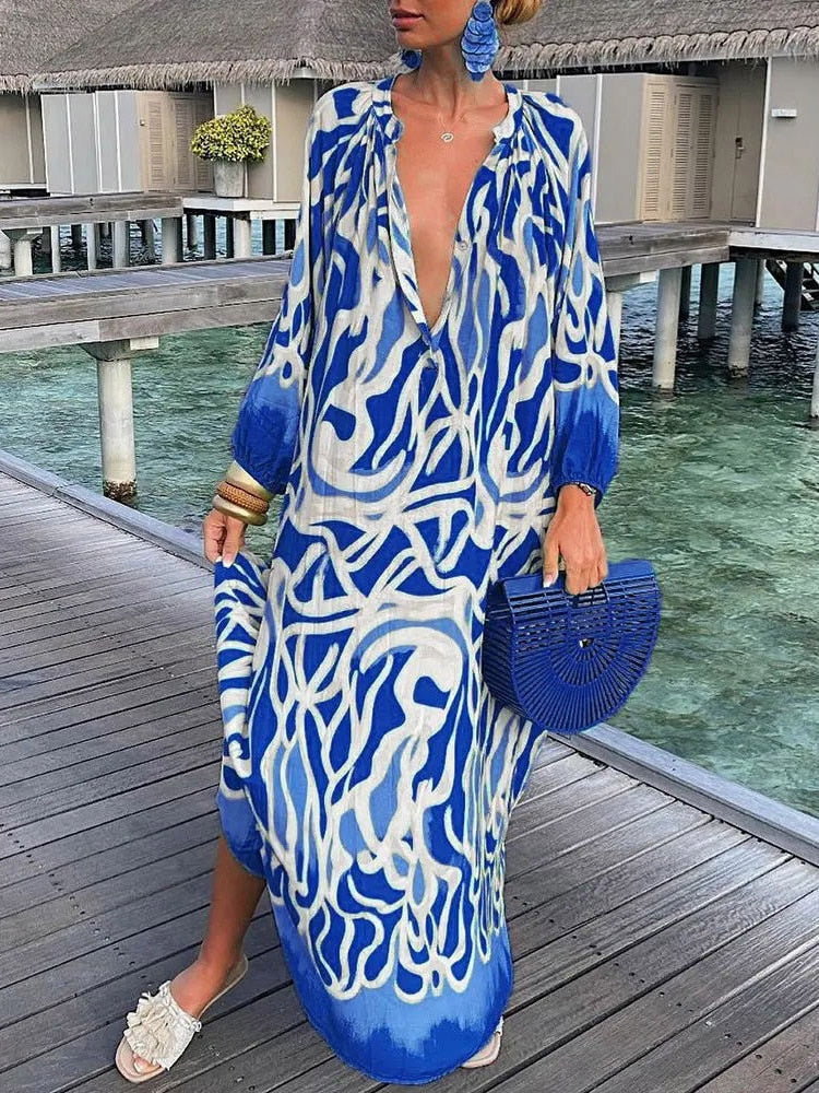 Bohemian long sleeve maxi dress