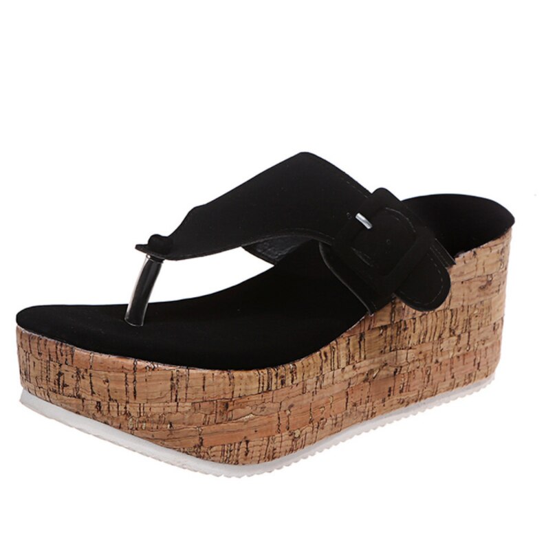 Fashionable women's sandals with thick sole and wedge heel